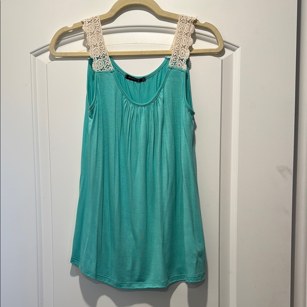 Staccato Blue Green Embellished Relaxed Tank Top